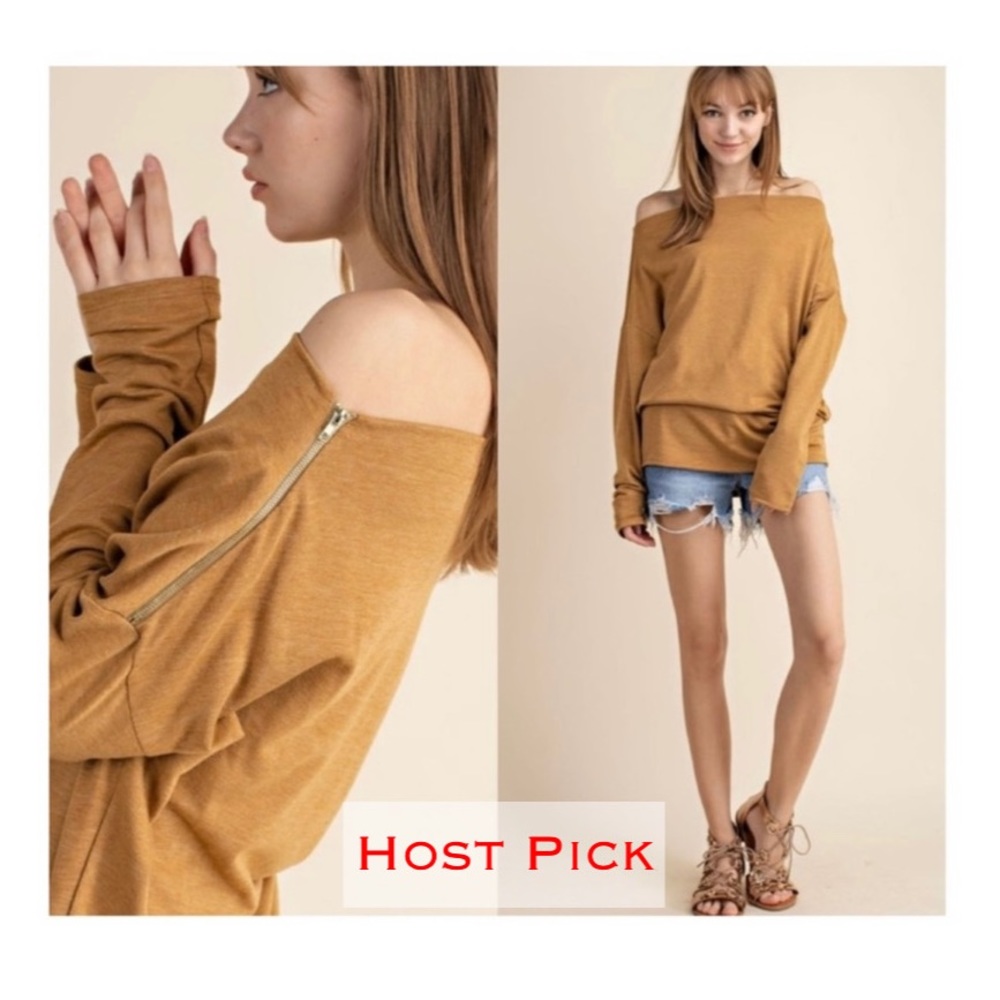 Zippered Off the Shoulder Blouse